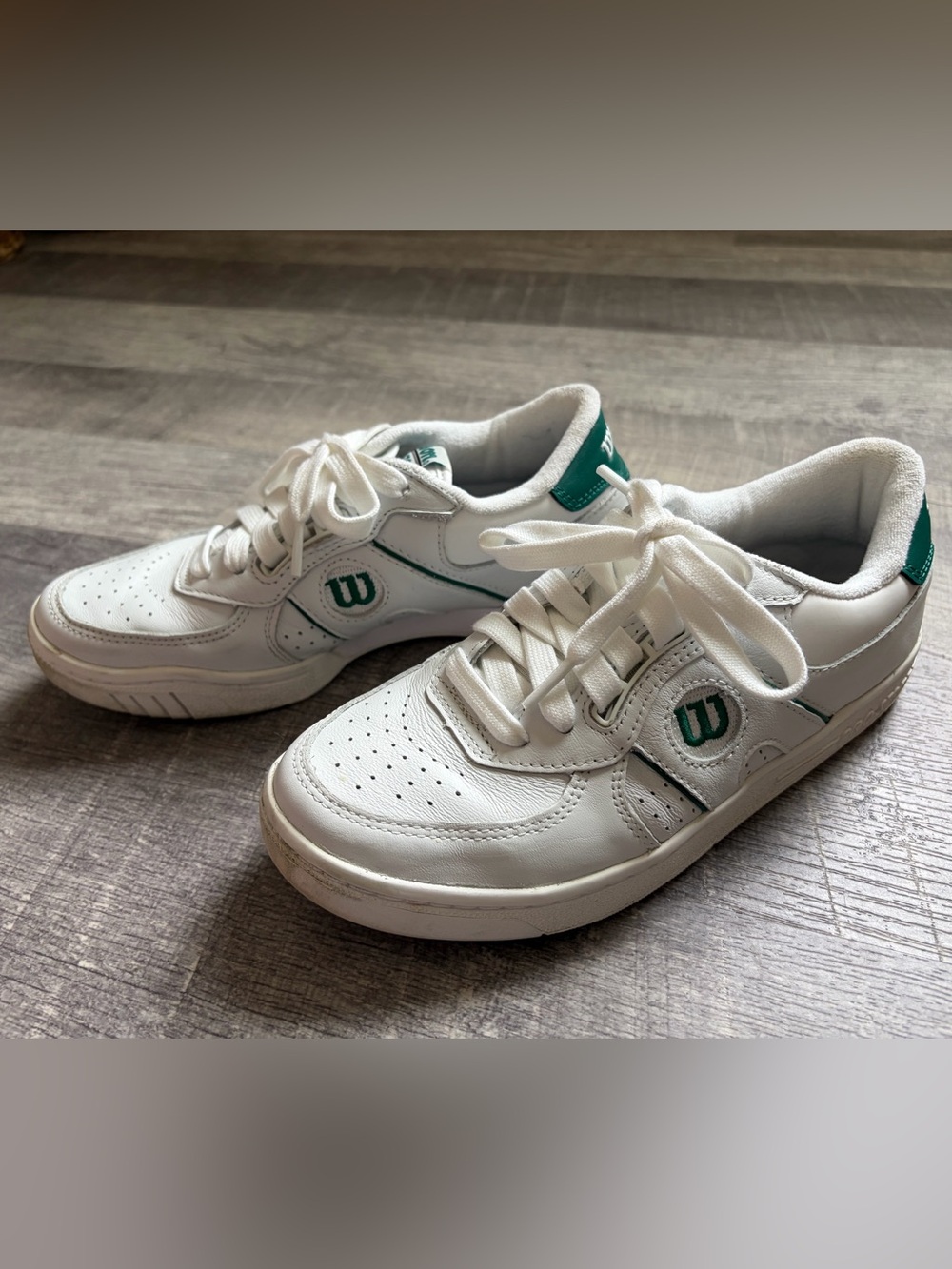 Wilson ProStaff White and Green Low-Top Sneakers